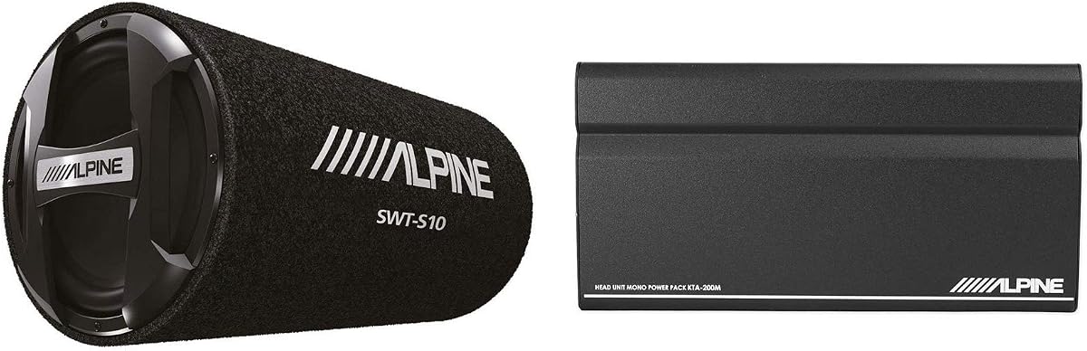 Alpine SWT-S10 subwoofer para coche con tubo de graves de 1200 W y 10 pulgadas + amplificador monoamplificador