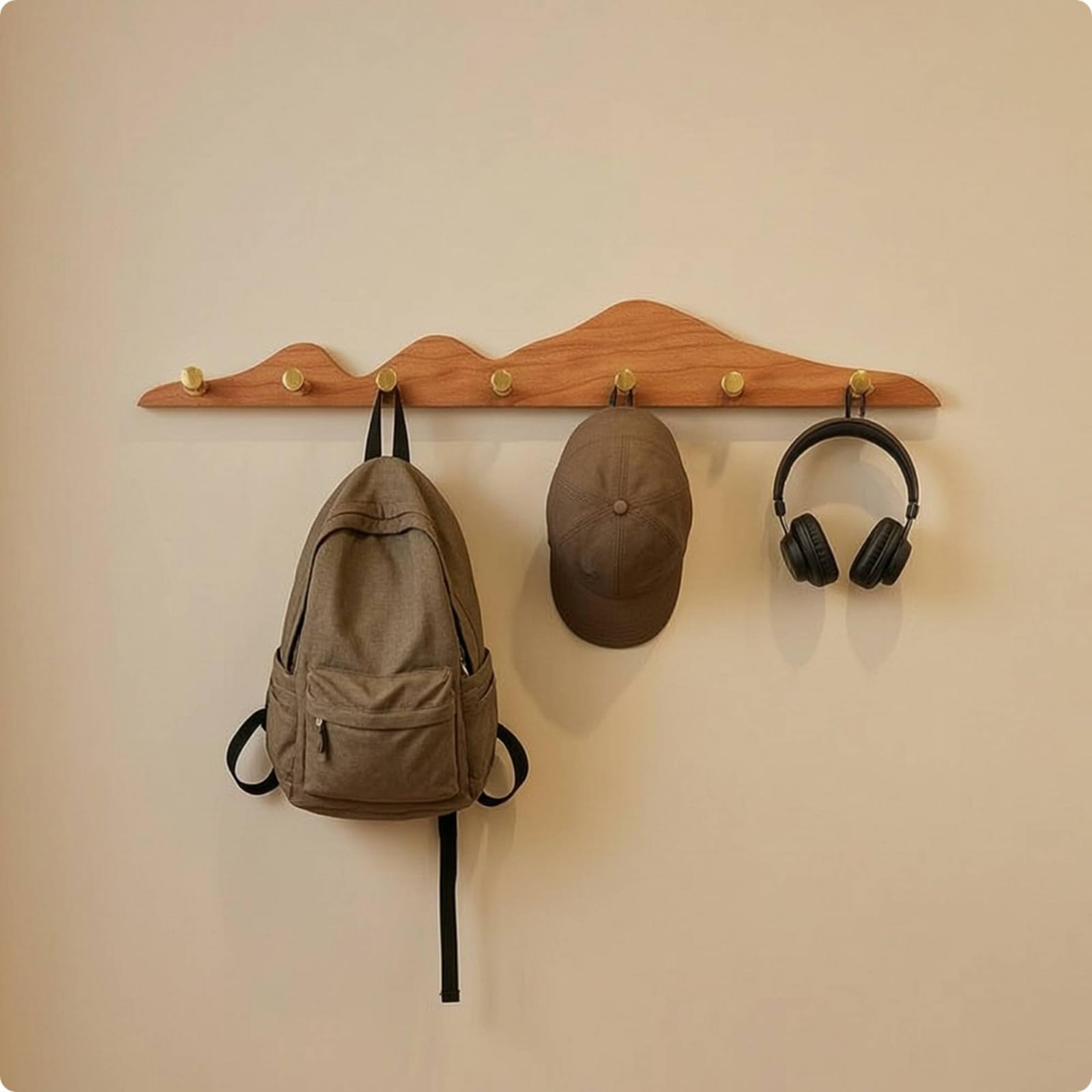 Appendiabiti in Legno con Ganci in Ottone Resistente Appendiabiti da Parete con 6 Ganci Attaccapanni per Corridoio, Style to 1