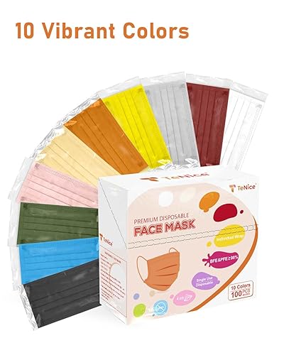 Miniatura 15 de Mascarillas desechables paquete de 100 unidades, 4 capas ASTM nivel 3 grado médico, transpirables para protección al aire libre de adultos, Sinfonía