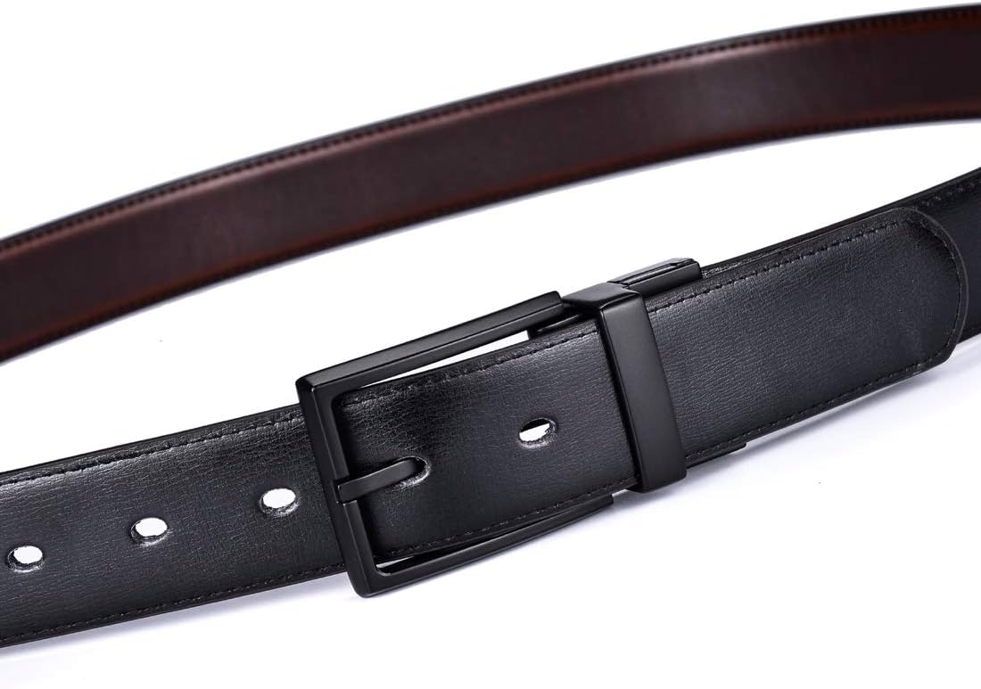 beltox fine Men's Dress Belt Leather Reversible 1.25" Wide Rotated Buckle Gift Box - Image 8