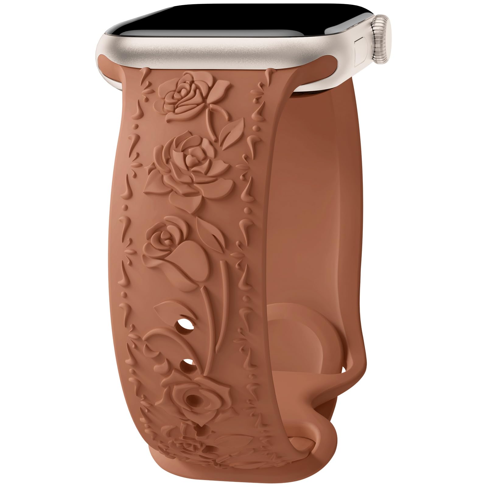 Floral Engraved Band Compatible with Apple Watch Band 40mm 41mm 38mm 42mm 44mm 45mm 46mm 49mm Women Soft