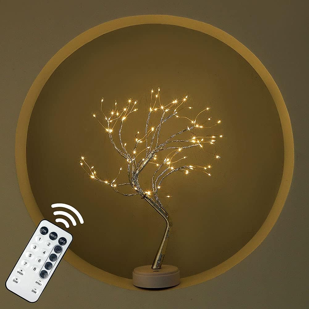 Firefly Tree Lamp with Remote - 20'' Fairy Light Spirit Tree,108 LED Lights Bonsai Tree Lamp DIY Artificial Light Tree Lamp Decoration for Gift Home Wedding Festival Holiday (Warm White)