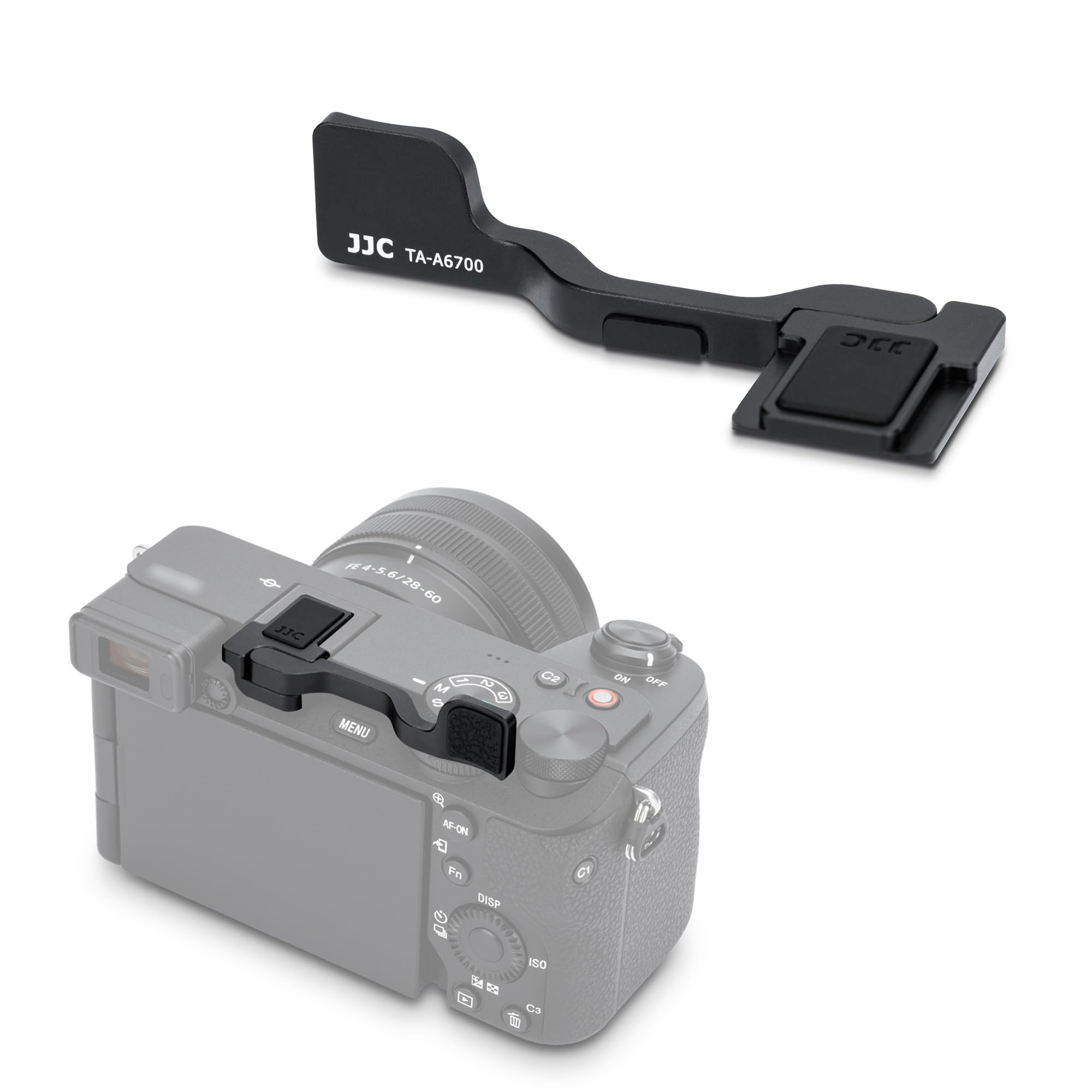 JJC A6700 Poignée Pliable de Pouce pour Sony Alpha 6700 A6700 Appareil Photo, ILCE-6700 Poignée Améliorée de Pouce Griffe en Alliage Aluminium avec Protecteur Rembourré en Silicone