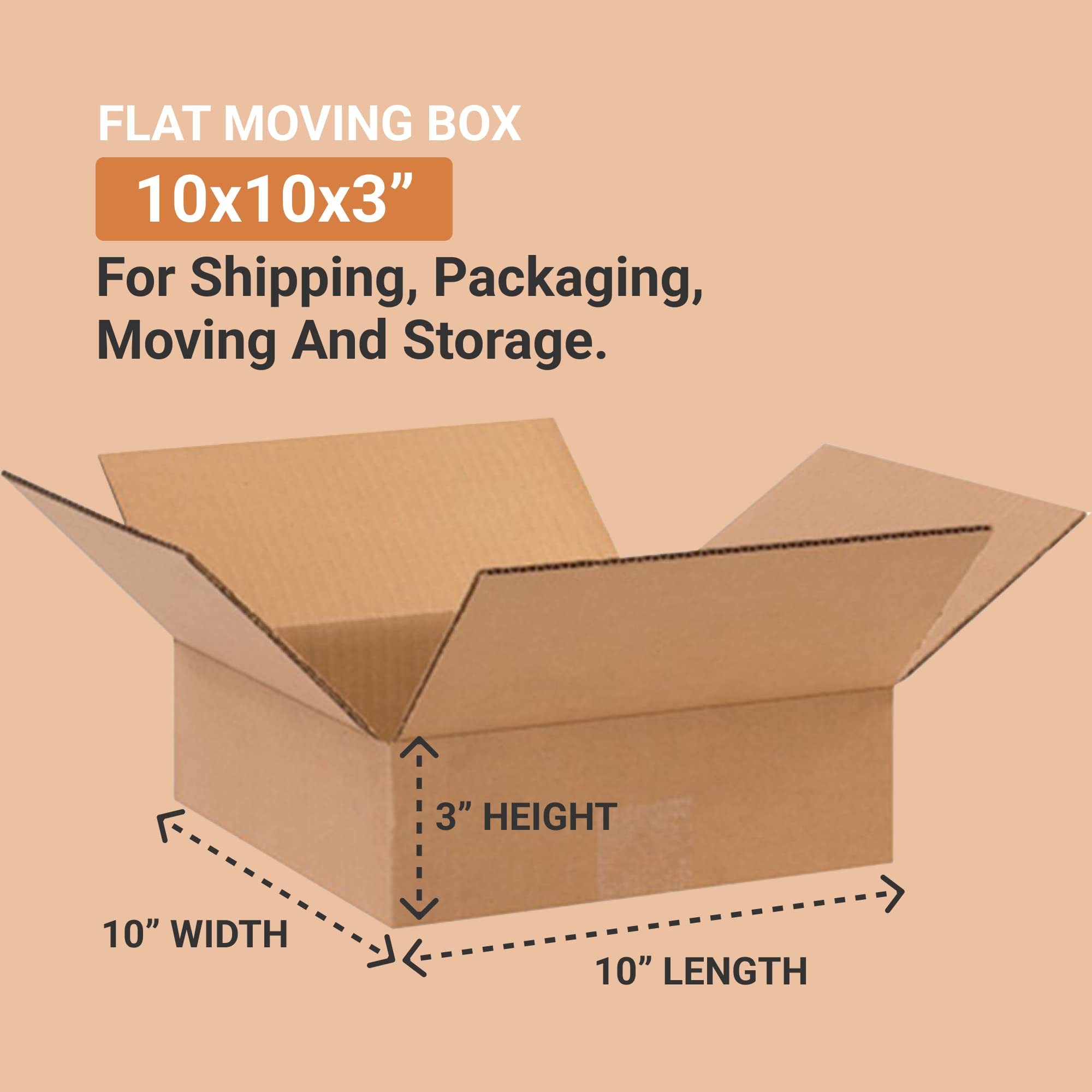 aviditi 10103 Flache Wellpappe Box, 25,4 cm Länge x 25,4 cm Breite x 7,6 cm Höhe, Kraft (Bundle Of 25)
