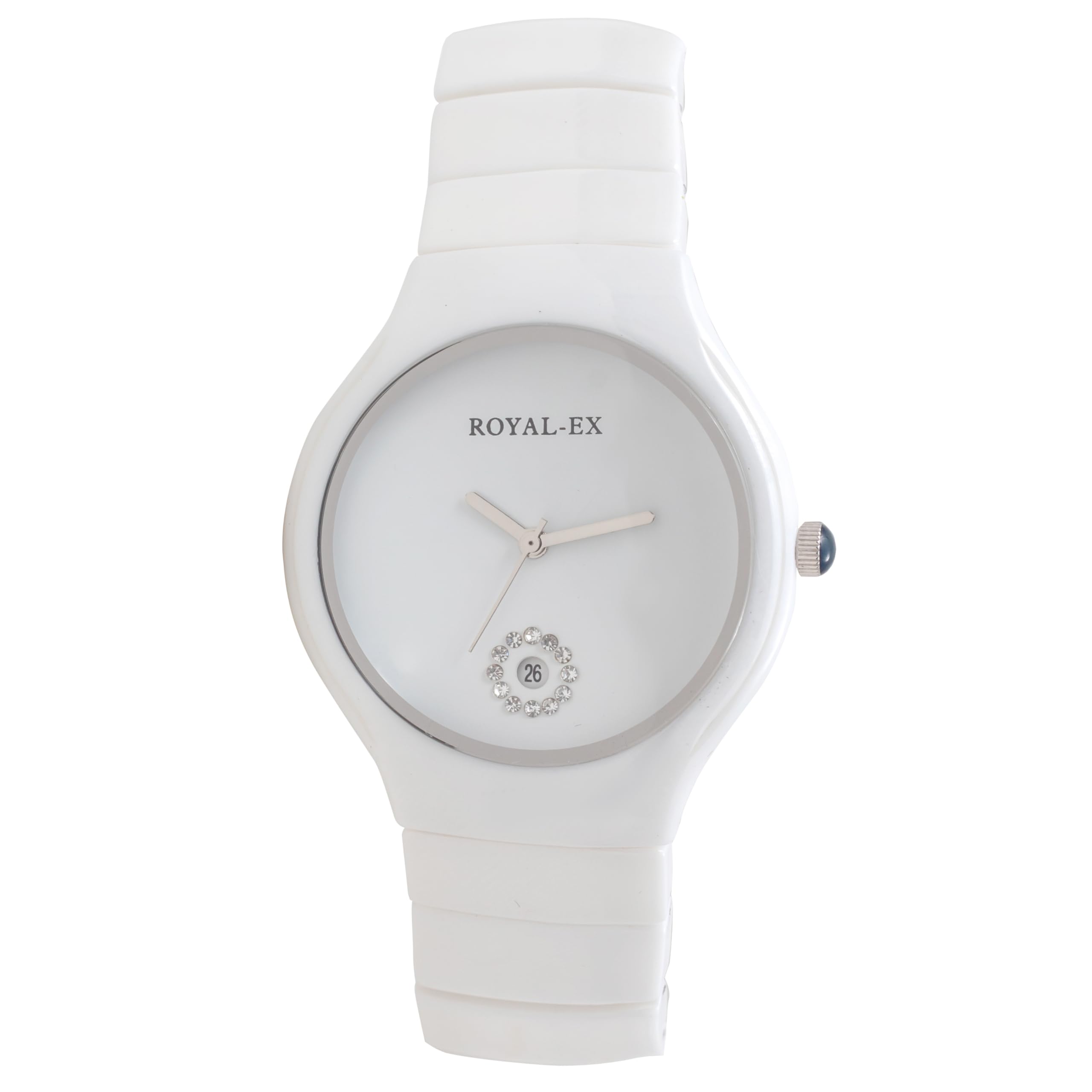 Royalex Mens High Tech Ceramic Watch | White Dial with Date White Ceramic Case & Chain Analog Watch - for Men | Mens Watch (B0DBDWY8G8) Amazon Price History, Amazon Price Tracker