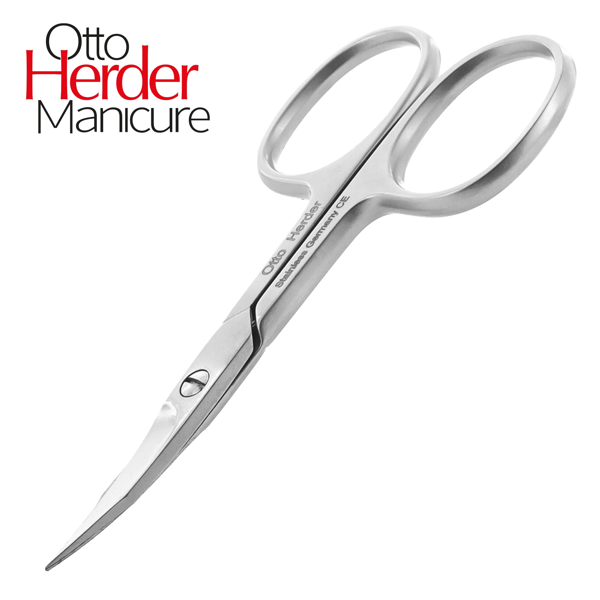 Otto Herder Manicure Tijeras combinadas para cutículas y uñas fabricadas en Solingen, 9 cm, inoxidable, mate, con tope, lijadas a mano para uñas de los pies y cutículas.