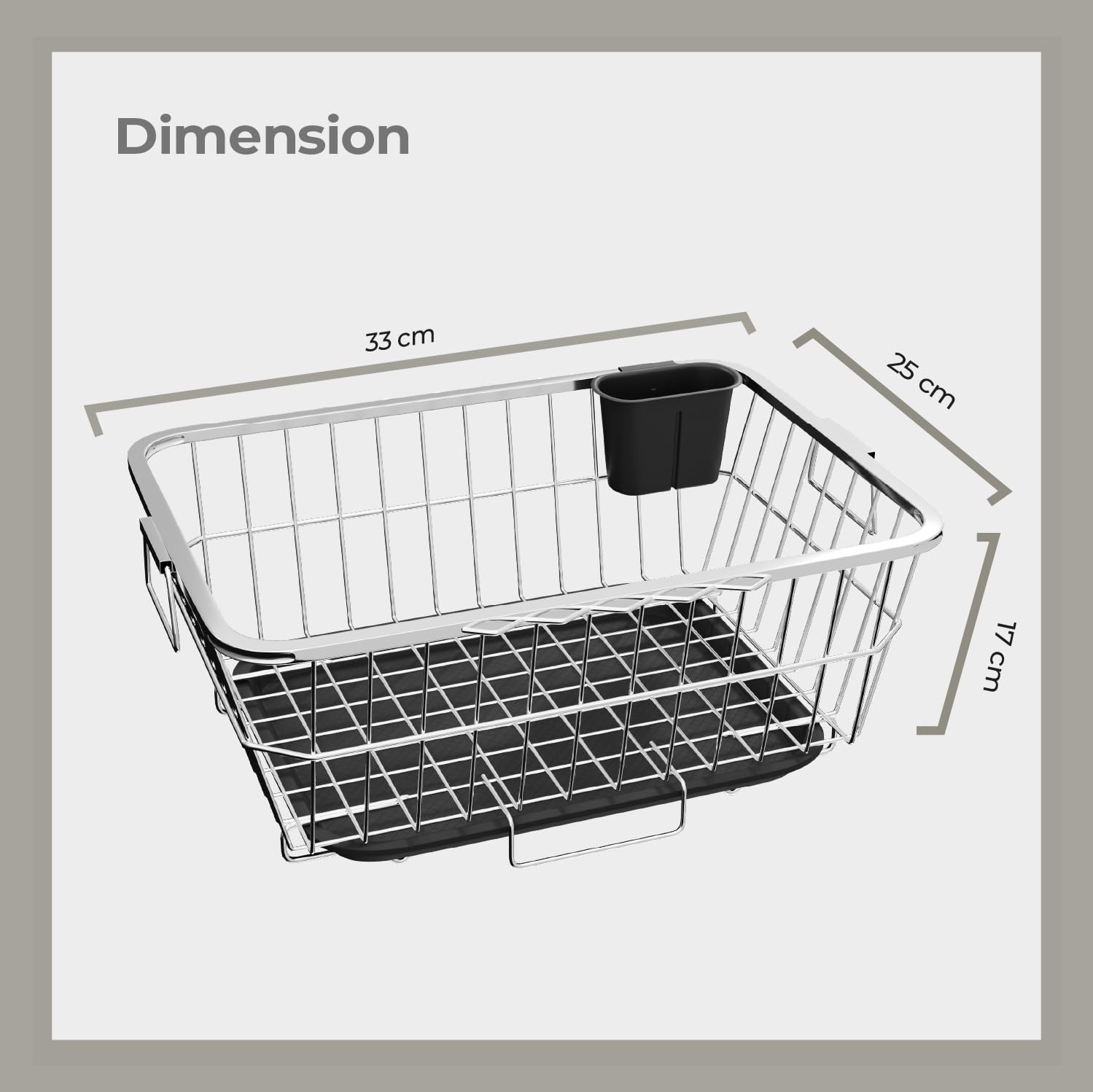 Lifelong Kitchen Organizer Stainless Steel Drying Rack -Vessel,Dish,Utensil Drainer Basket with Drip Tray, Suitable for All Utensils, Crockery, Plates & Curved Dish   with Spoon Holder -Over Sink Bartan Stand - Image 6 thumbnail