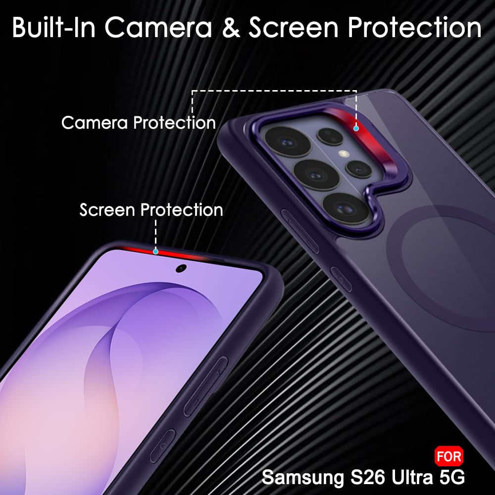 TheGiftKart for Samsung S26 Ultra Case | Shockproof Hard Back Cover | Built-in Stand | Hybrid Shockproof Galaxy S26 Ultra Cover (PC & TPU, Matte Frosted Back, MagSafe Compatible, Translucent Violet) — Amazon image 5