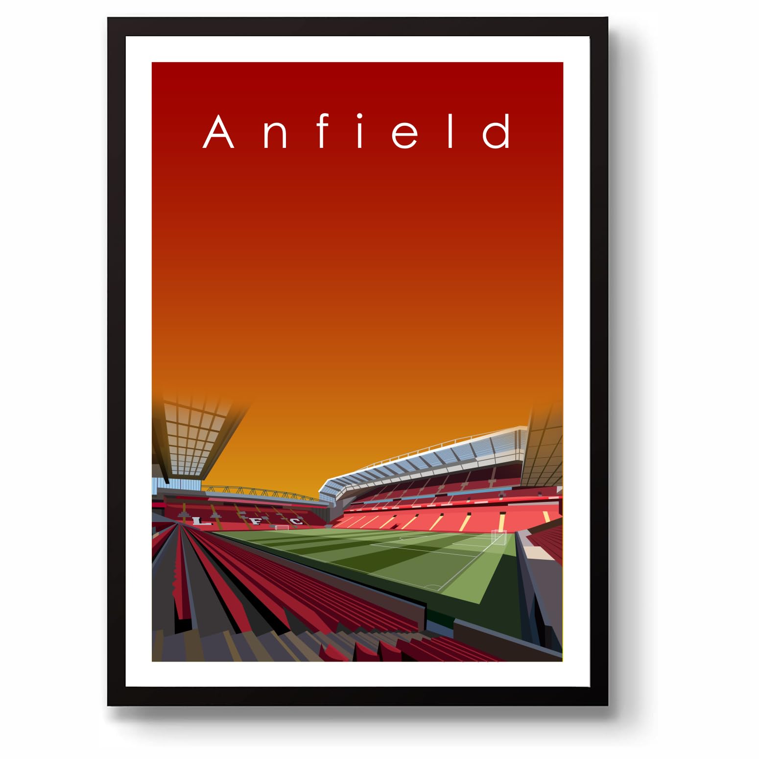 Grounddesigns Men's Red And White Liverpool Football Gift Anfield Stadium Art Unframed A3 Print Lfc