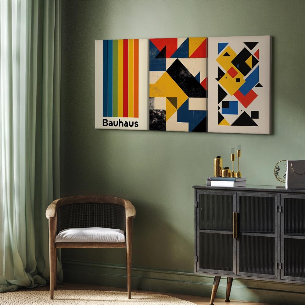 murando - Set di 3 Quadri Fonoassorbenti Componibili Nordica 180x90 cm Ciascuno delle Dimensioni di 60x90 cm - Collage 3 Pezzi - Quadro Acustico Stampa su Tela Grandi - Astratto Colorato a-H-10125-b-a
