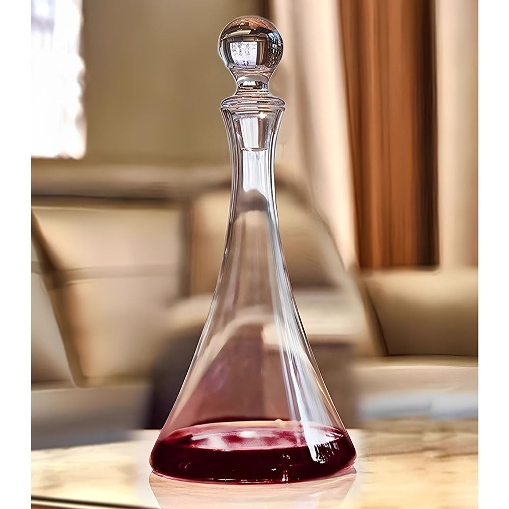 Decantador de vino cónico 1000 ml con tapón. Jarra vidrio transparente aireador, ideal for cenas en casa o for exhibir bares Regalo accesorio para amantes del vino