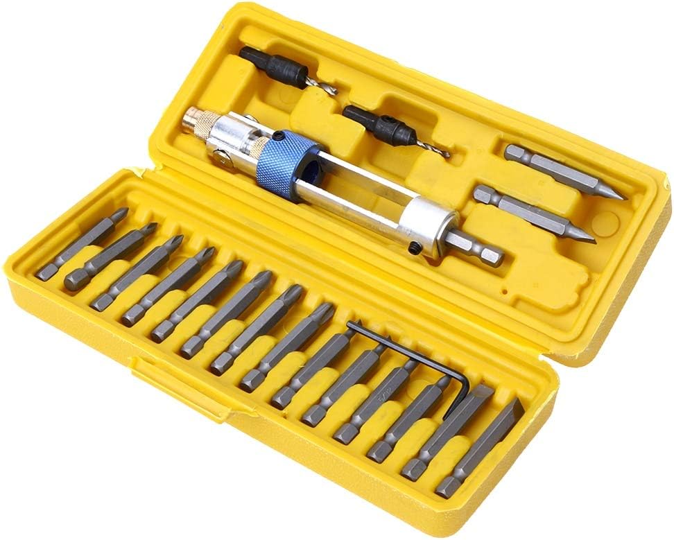 20Pcs Half Time Drill Driver Multi Screwdriver Sets Updated Version 16 Different Kinds Head with Countersink Bits Allen Wrench NEW