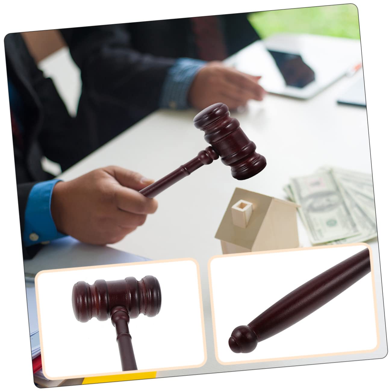 NAMOARLY Authentic Judge Hammer Wooden Block Auction Hammer Toy for Boys and Girls Adults Simple Design for Practical Use