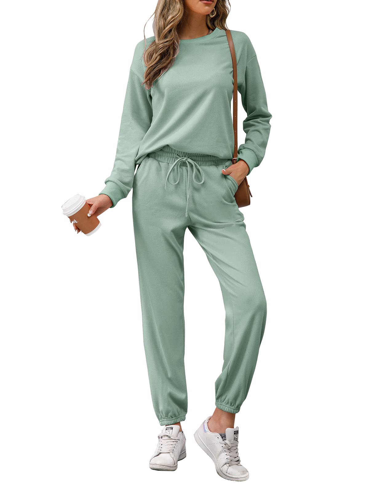 Sponsored Ad – Womens Long Sleeve Crewneck Solid Color Two Piece Outfit Hoodie Jogger Tracksuit Set Sweatshirt & Sweatpants