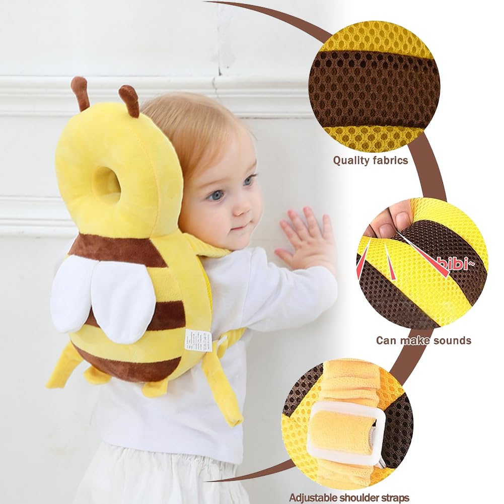 Protection de Tête pour Bébé, Coussin de Protection de Tête, Coussin de sac à dos Réglable et Respirant pour Tout-petits, Protège-dos pour Bébé de 4 à 24 Mois Marcher en Rampant