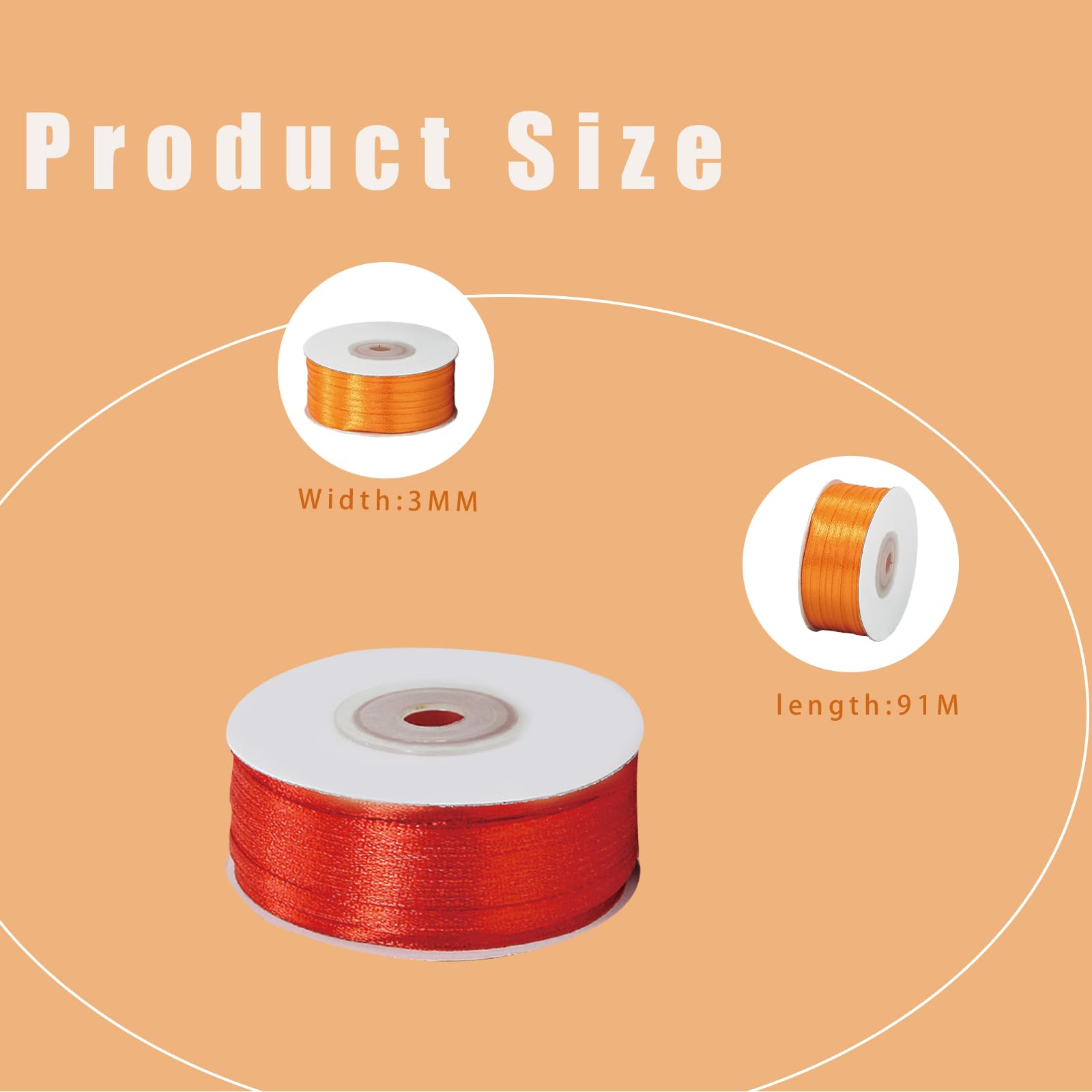 Thin Red Ribbon 3mm Satin Ribbons for Gift Wrapping,91m Silk Thick Wrapping Ribbon Balloon Ribbons Red for Crafting,Christmas,Union Jack British,Hair Bows,Bouquets,Cake Decorations - Image 2