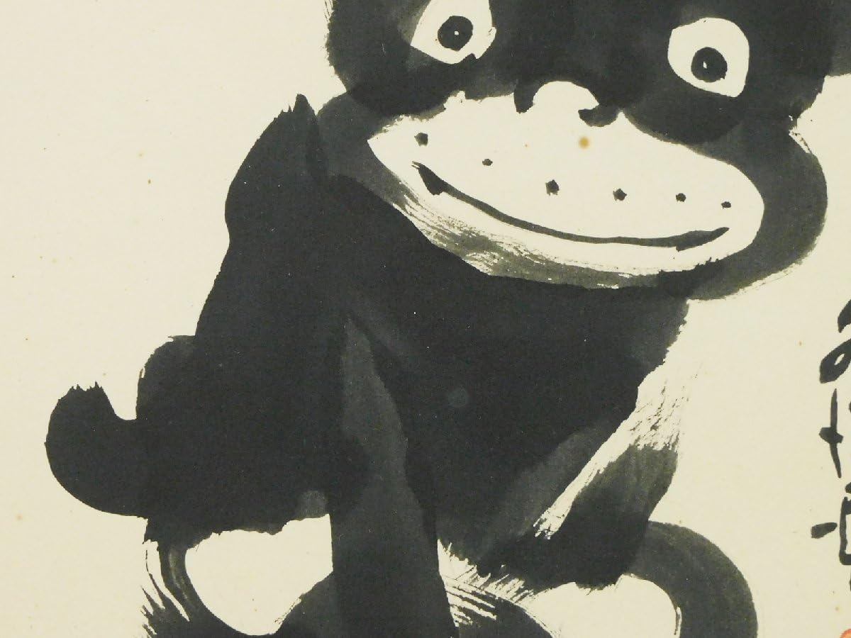 値下げ❗田河水泡　のらくろ　肉筆　墨画　色紙 田河水泡「のらくろ」肉筆画（墨） 絵画買取・販売の小竹美術
