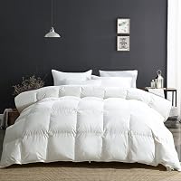 APSMILE King Size Organic Cotton Down Feather Comforter - All Season Fluffy Duvet Insert 106x90 Ivory White 54oz Fill
