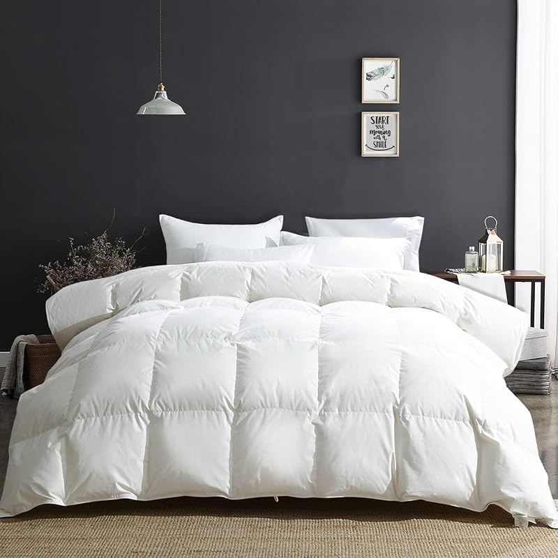 APSMILE Duvet Insert King,Fluffy Down Feather Fibers Comforter-All Season | 100% Organic Cotton Cover,Machine Washable,Oeko-Tex Certified Hypoallergenic,Luxury Hotel Bed Quilt,Medium Warm Blanket,White