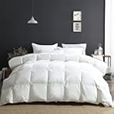 APSMILE King Size Luxury 100% Organic Cotton All Season Down Feather Fibers Comforter, Extra Fluffy Medium Warmth Duvet Insert(106x90, Ivory White)