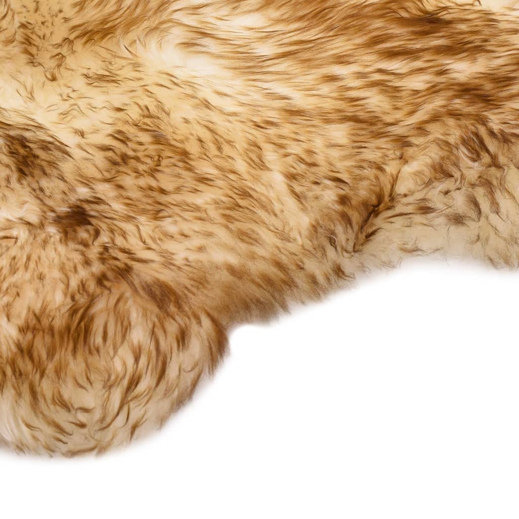 Tapis en peau de mouton véritable - 180 x 60 cm - Marron chiné - Tapis à poils longs avec poils de 5 à 7 cm - Fourrure naturelle douillette pour salon, chambre à coucher ou comme jeté de
