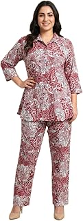 Lyra Women’s Floral Printed Rayon Co-ord Set | Slip-On Collar Style Top & Elasticated Waist Pants with Both Side Pockets Price In India