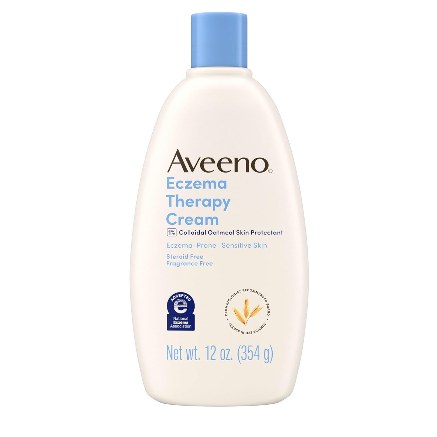 Aveeno Eczema Therapy Daily Moisturizing Body Cream for Sensitive Skin, Soothing Eczema Relief Cream, Colloidal Oatmeal & Ceramide for Dry & Itchy Skin, Steroid- & Fragrance-Free, 12 oz