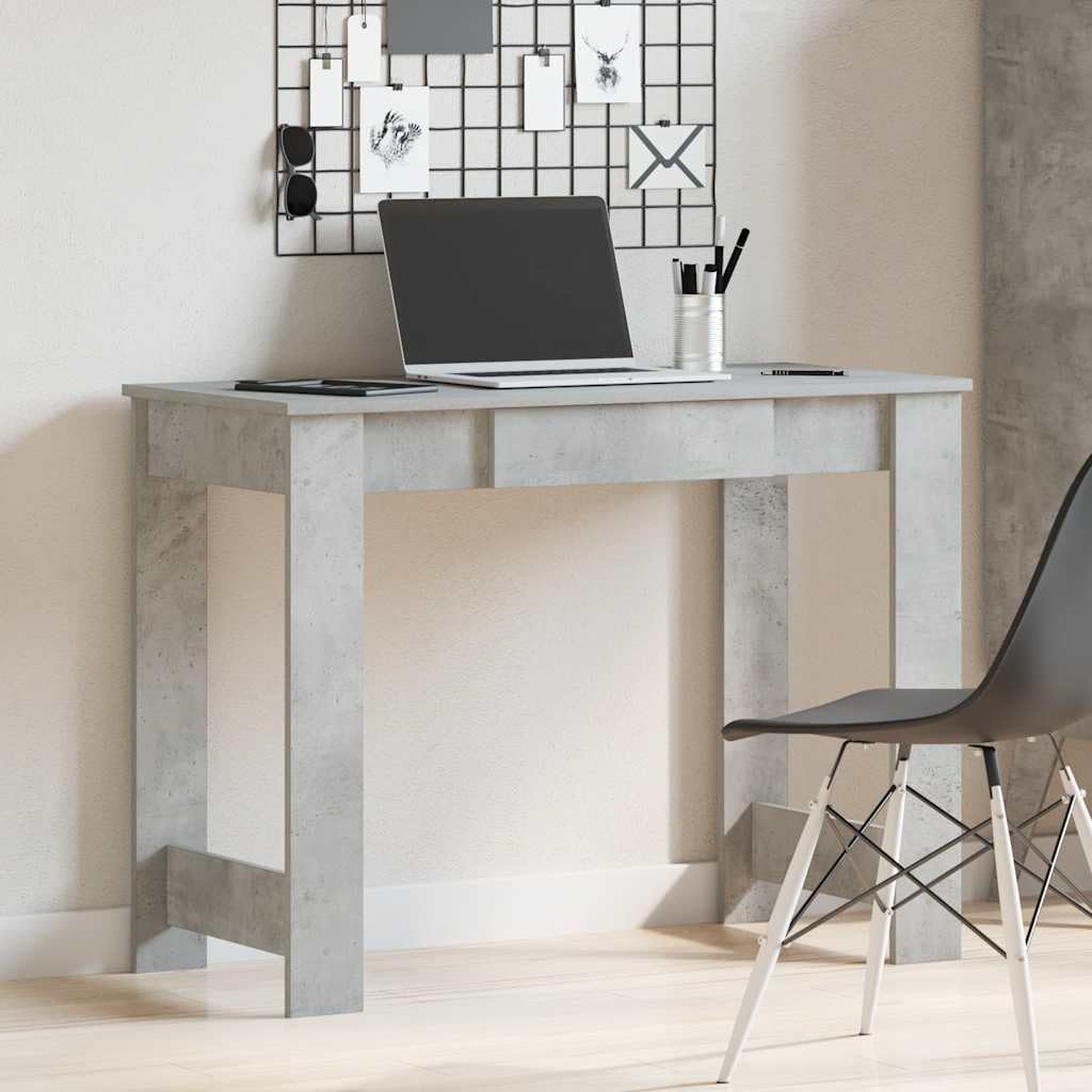 Escritorio de madera gris hormigón, 100 x 45 x 75 cm, escritorio para ordenador, estudio, oficina en casa, con amplia superficie de trabajo y espacio de almacenamiento para muebles de oficina