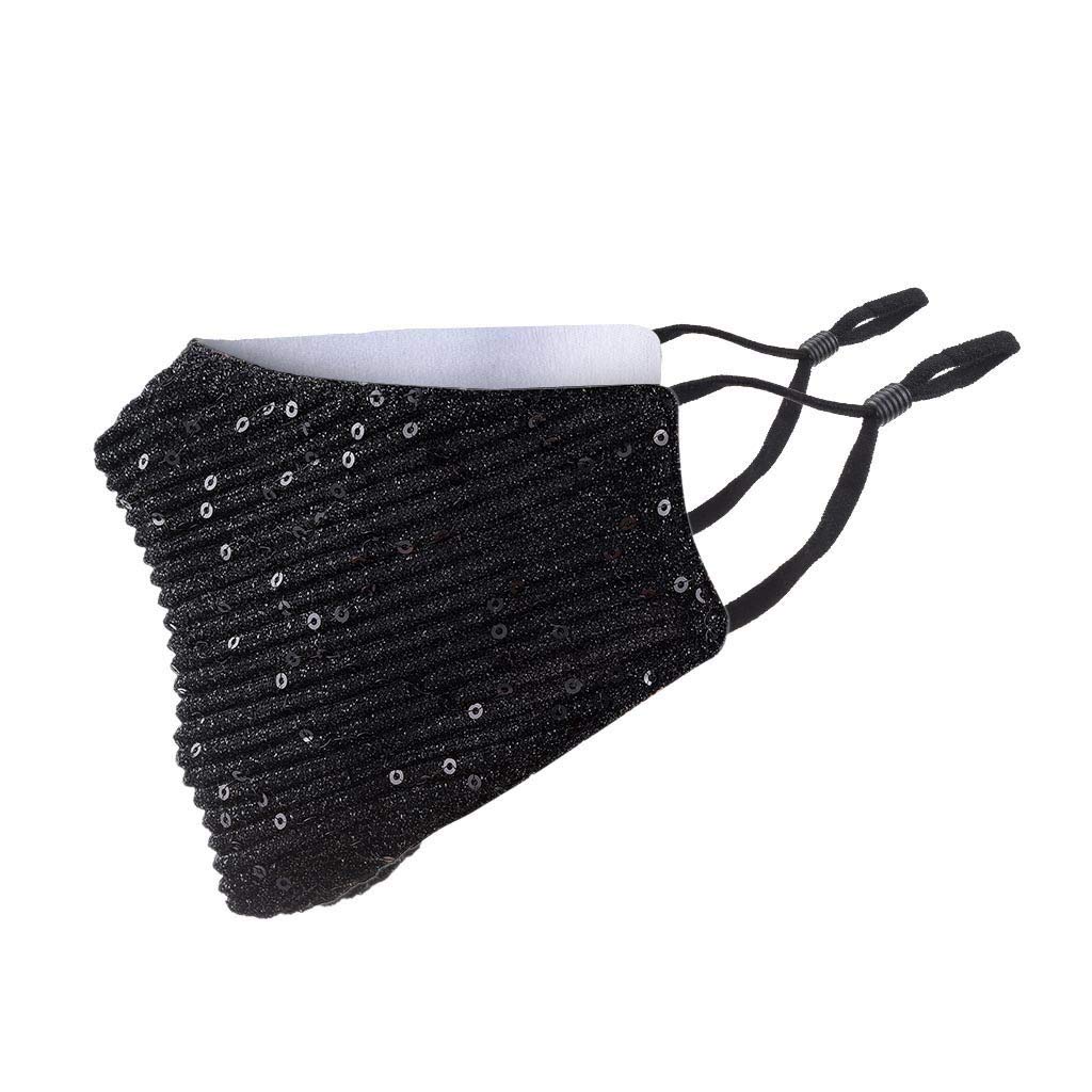 BeAcient Dust Mask,2PCS PM2.5 Outdoor Mouth Mask Washable Reuse Face Mask Sequins Protection Mask for Running, Cycling, Outdoor Activities (Black)