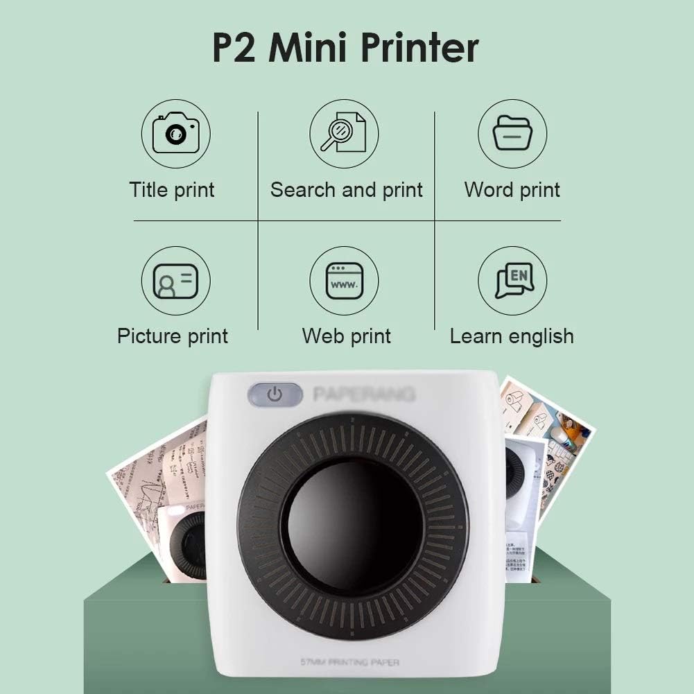 P2 Mini Thermal Printer Portable Pocket Printer for iOS Android Portable Photo Printer for Mobile