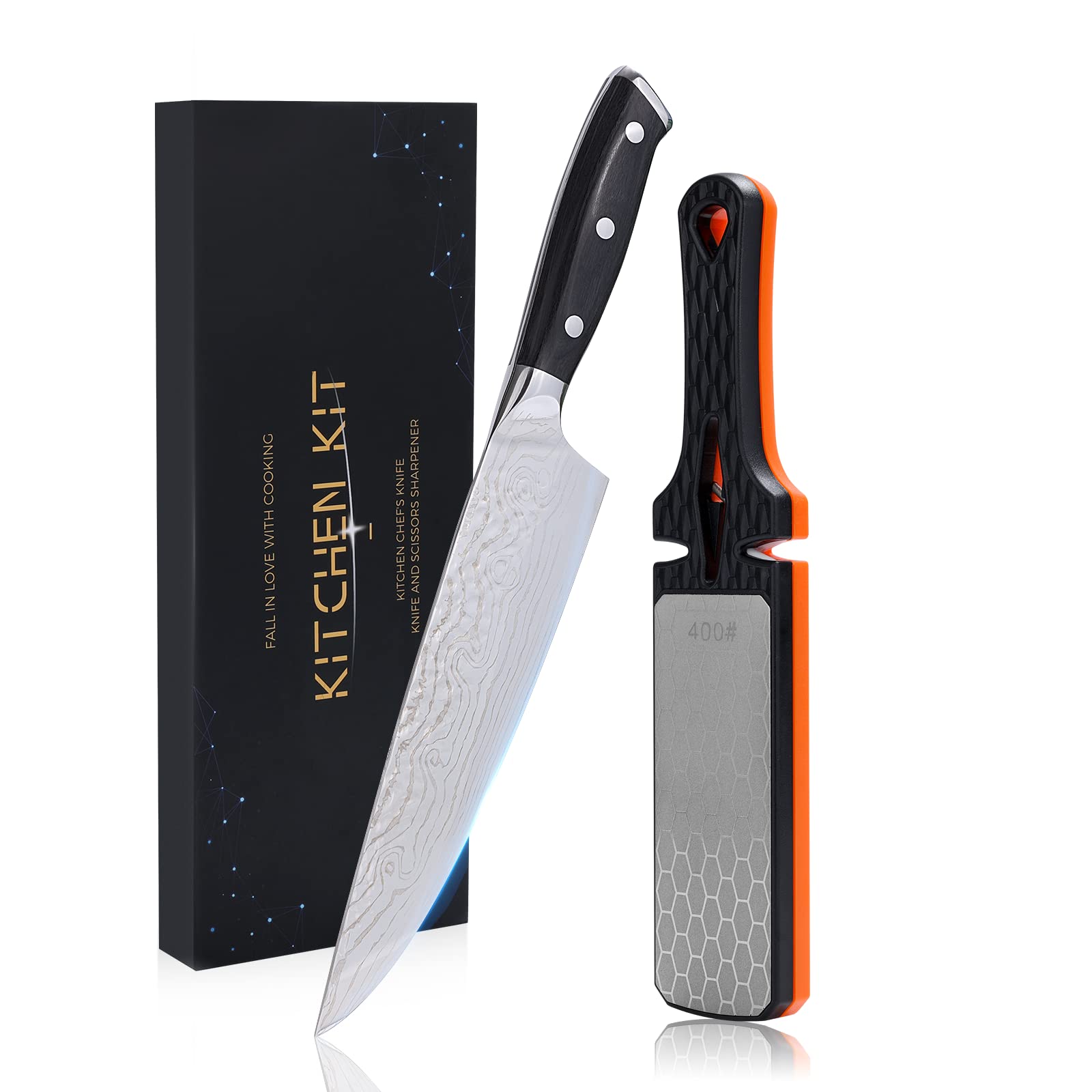 Chef Knife Sharpeners: 5-in-1 Stone, 8-Inch, Non-Stick, Stainless Steel, Kitchen Kit