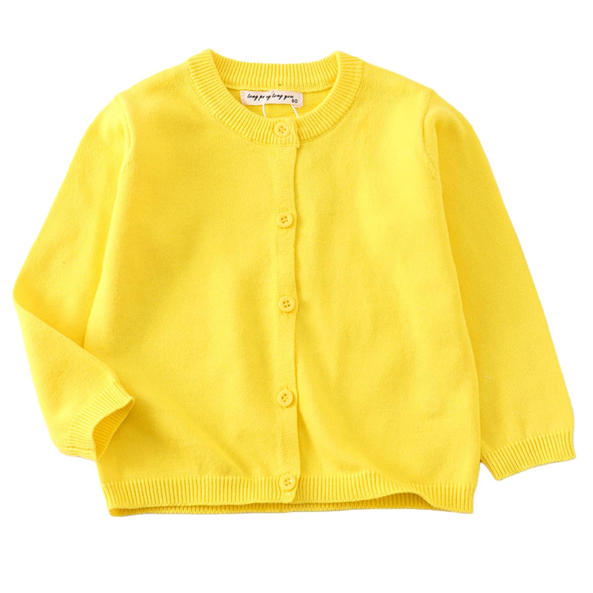 POBIDOBY Girl's Sweater Cotton Crew Knit Neck Long Sleeve Uniform，Cotton Cardigan Sweaters.