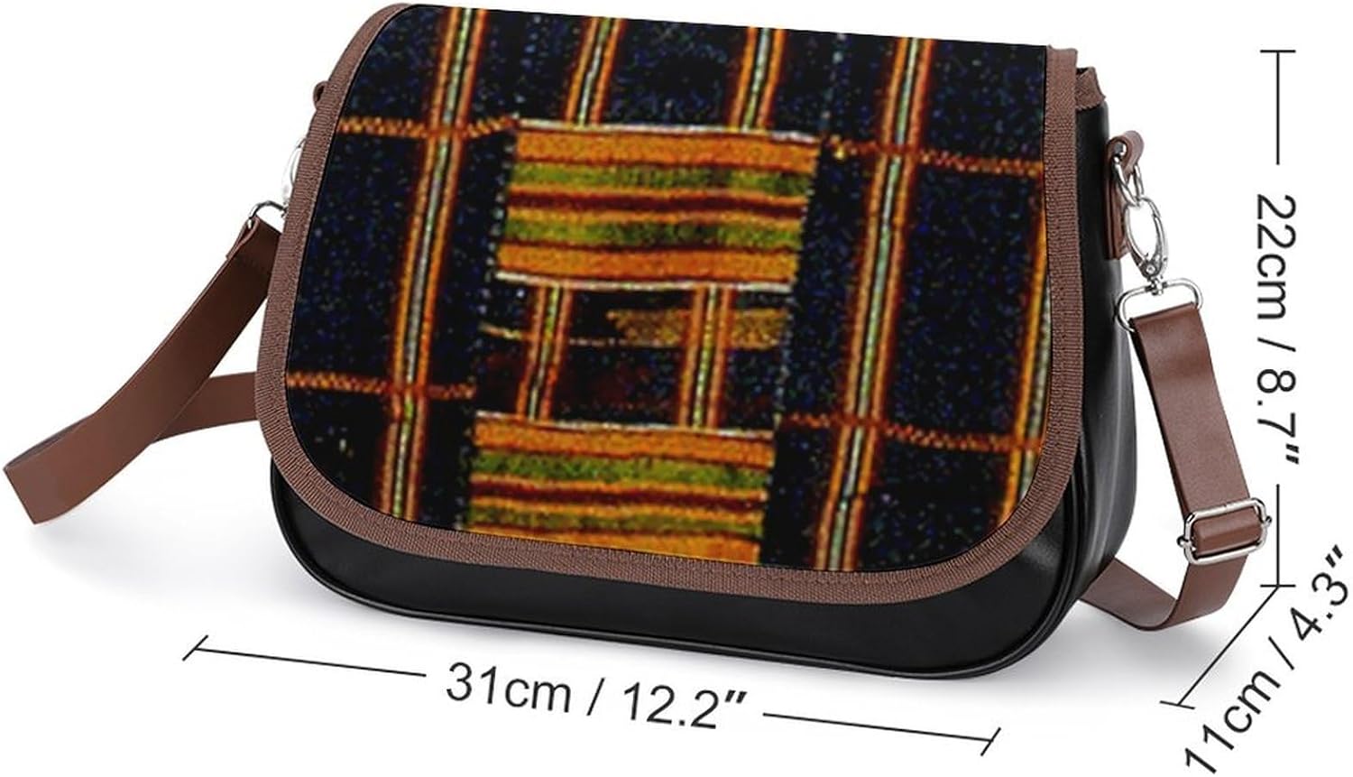 Afrocentric Style 1Women's Faux Leather Crossbody Bag, Waterproof Wrinkle-Resistant Shoulder Bag with Detachable Strap, Large Capacity Casual Handbag, Fashion Daily Purse for Shopping Work Dating, Ide