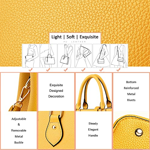 Image of CHICAROUSAL Purses and Handbags for Women Leather Crossbody Bags Women's Tote Shoulder Bag (Yellow cc)