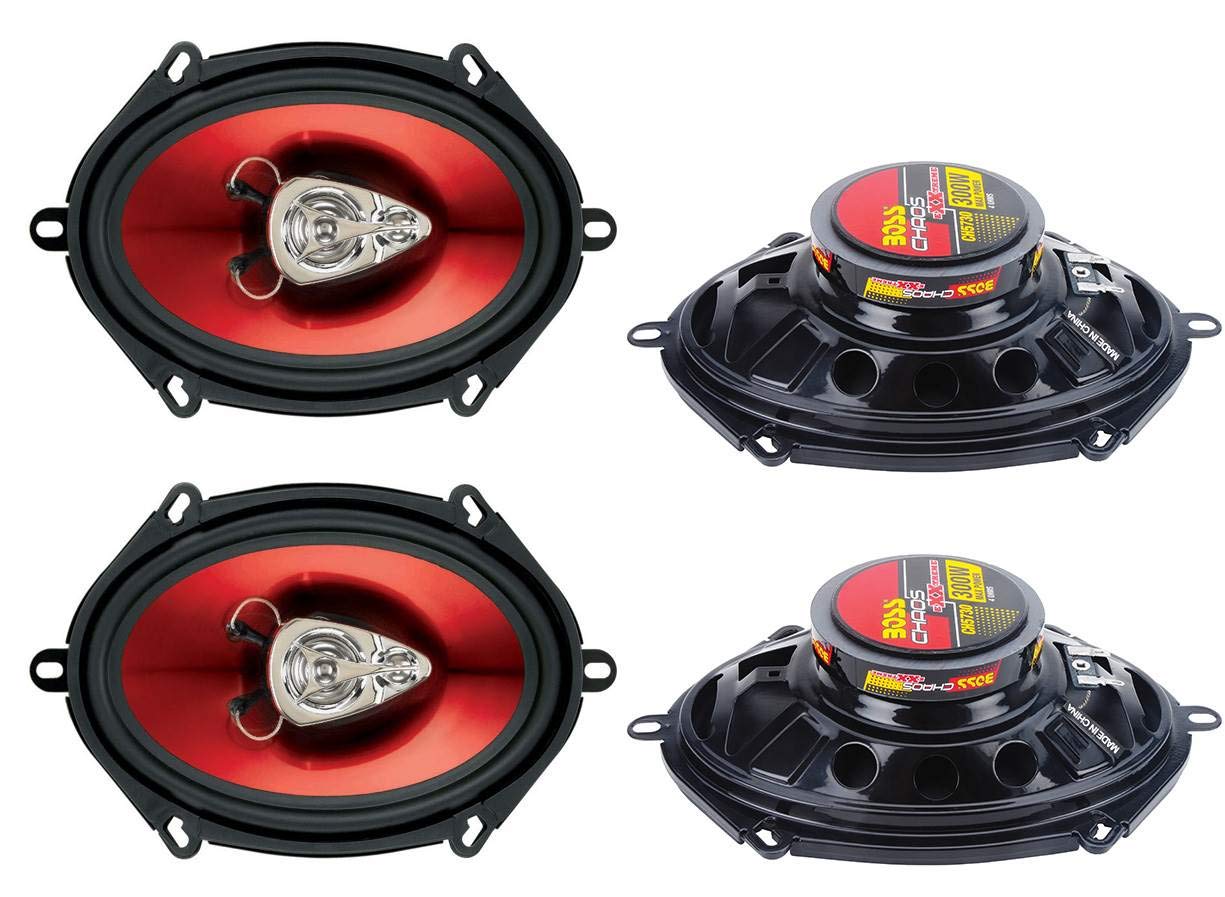 BOSS CH5730 5x7" 600W 3-Way Car Coaxial Audio Stereo Speakers Red 2 PAIRS