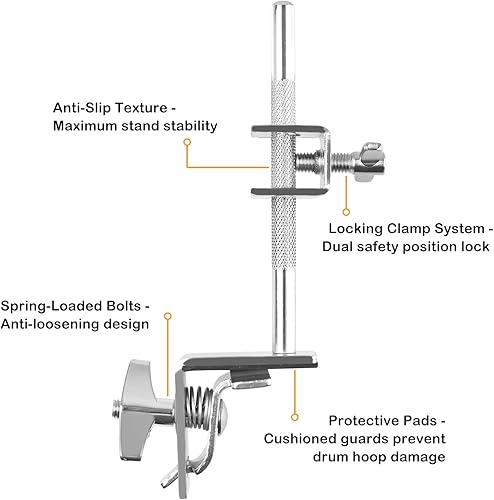 Miniatura 5 de Cowbell - Abrazadera de percusión para cencerros, kit de tambor de jazz montado en aro