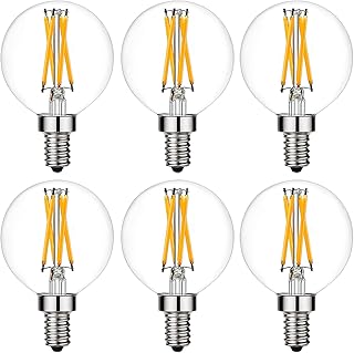 LiteHistory e12 led Bulb dimmable g16.5 Light Bulb 6W Equal 60 Watt Light Bulb 600lm AC120V e12 Candelabra Bulb 60 Watt for Chandeliers,Ceiling Fan,Vanity Warm White 2700K Globe e12 Light Bulb 6Pack