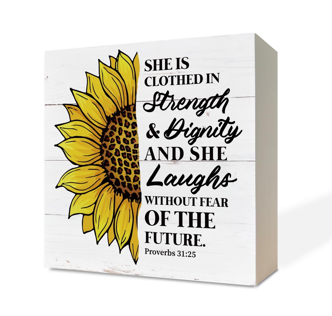 Amazon.com: Christian Wood Signs, Bible Verse Proverbs 31:25 - She is Clothed In Strength And Dignity Sticker, Box Sign Decor Tabletop, Sunflower Wood Plaque, Table Art Sign, Christian Gifts for Friends Women : Amazon.com: Christian Wood Signs, Bible Verse Proverbs 31:25 - She is Clothed In Strength And Dignity Sticker, Box Sign Decor Tabletop, Sunflower Wood Plaque, Table Art Sign, Christian Gifts for Friends Women :