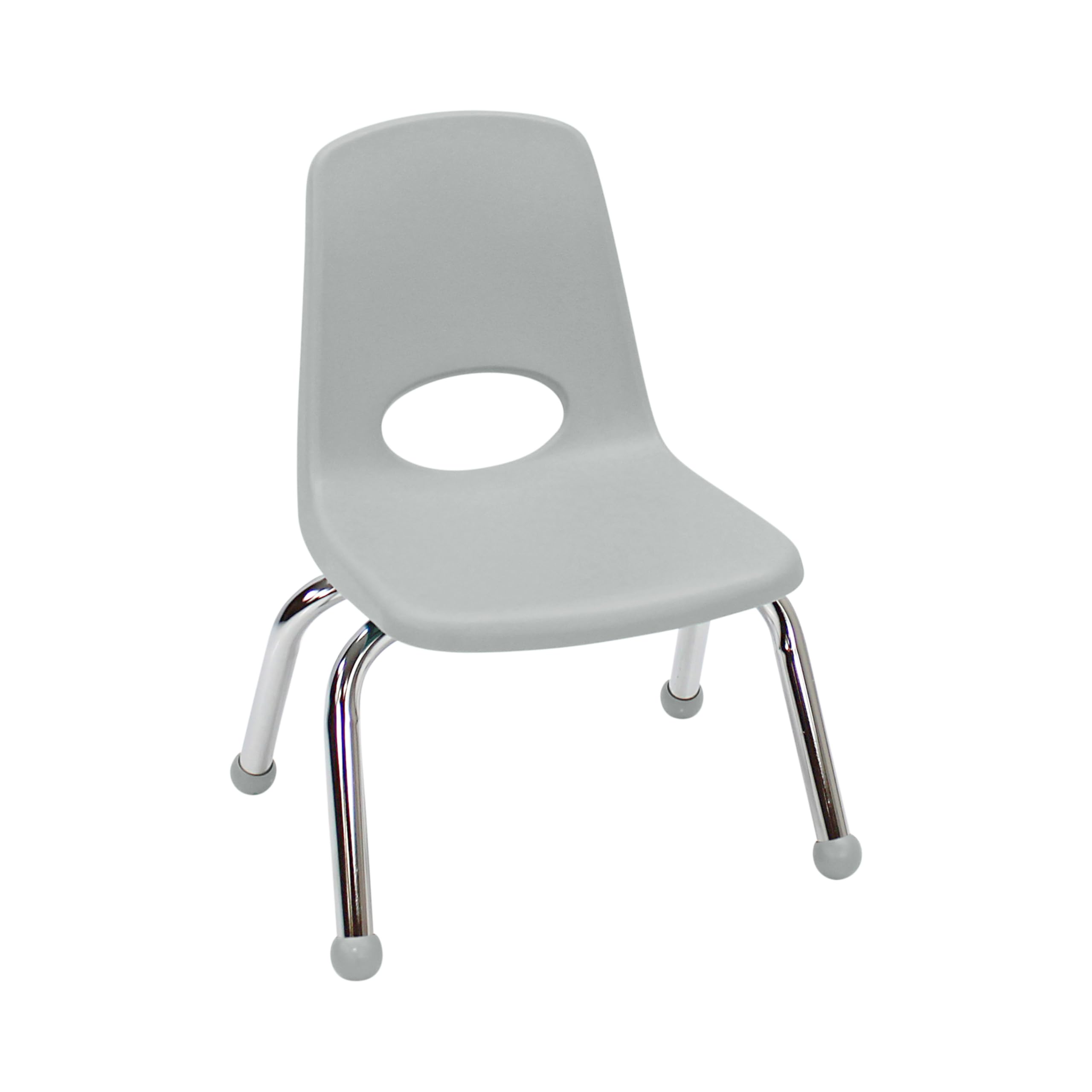 FDP 10" School Stack Chair,Stacking Student Seat with Chromed Steel Legs and Ball Glides for Preschool, Classroom or Homeschool - Light Gray, 11553-LG