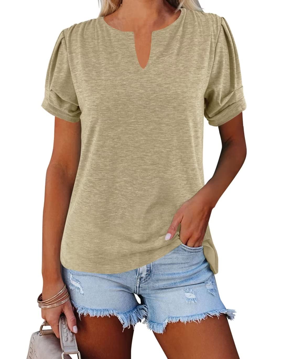 Dailiup Women's Casual V Neck T-Shirts