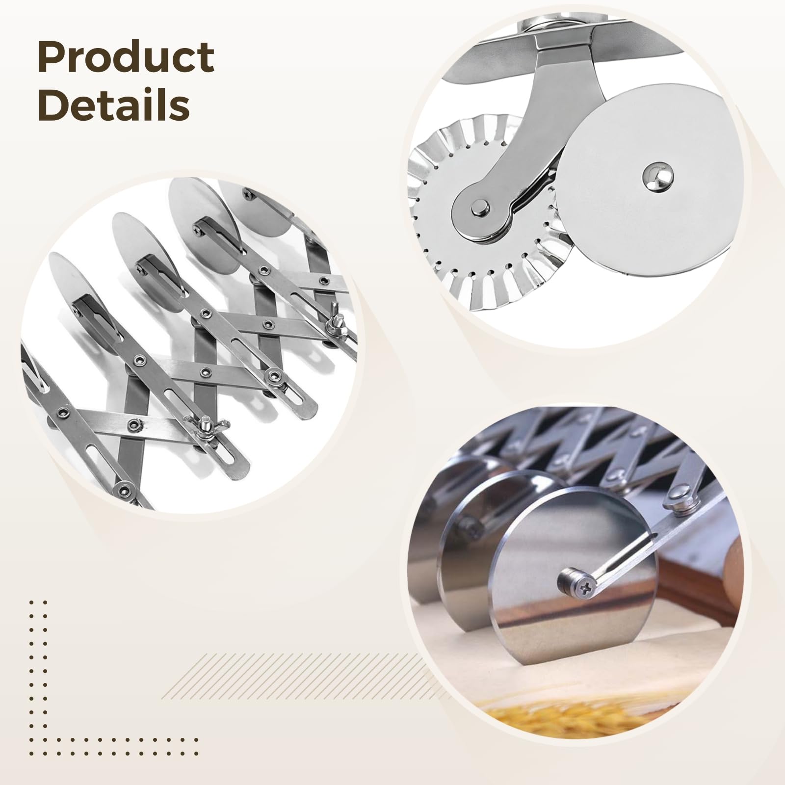 Tagliapasta 5 Ruote, Spezzatrice Per Torte Pasta Multifunzionale In Acciaio Inossidabile 5 Ruote Da Taglio Ruota Divisore Per Torte Regolabile Pizza