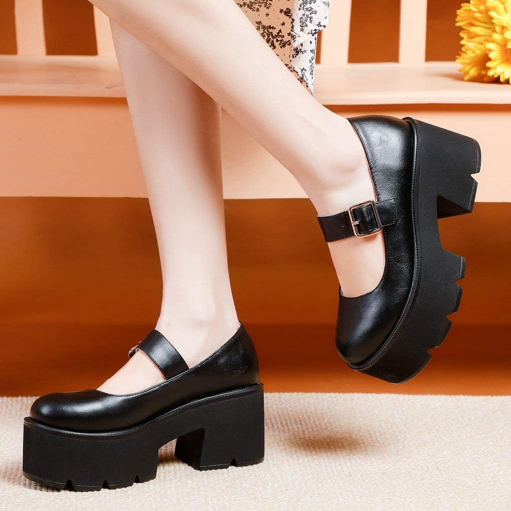 KOKOMOMO Womens Goth Chunky Mary Janes Platform Shoes Gothic Shoes