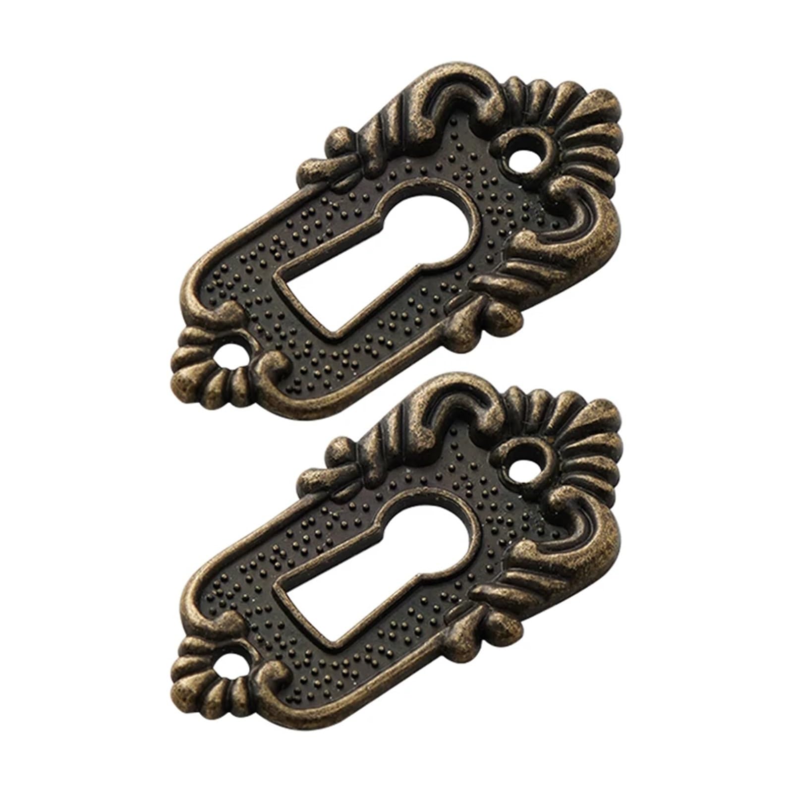 Usohjz Antique Bronze 2Pcs Vintage Keyhole Cover Drawer Key Escutcheon Piece Corner Stick Classic Decorative Code Lock Alloy 45X23mm(Antique Bronze)