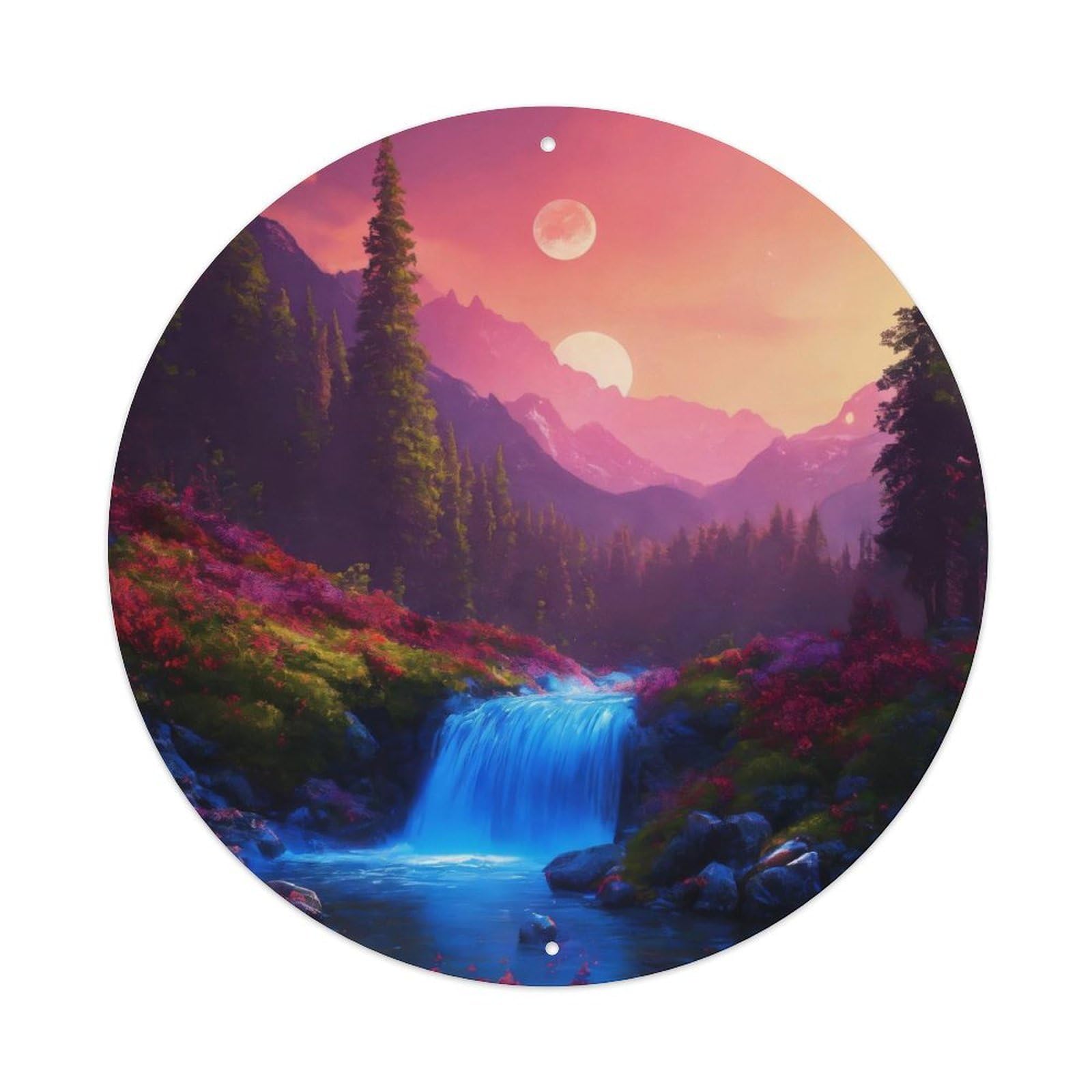 Waterfall Colorful Forest Cascades Metal Tin Sign