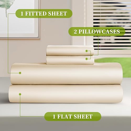 Miniatura 8 de Shilucheng Sábanas 100% viscosa derivada de bambú, tamaño King, 4 piezas, ultra refrescantes y sedosas, bolsillo profundo de 16 pulgadas, perfectas