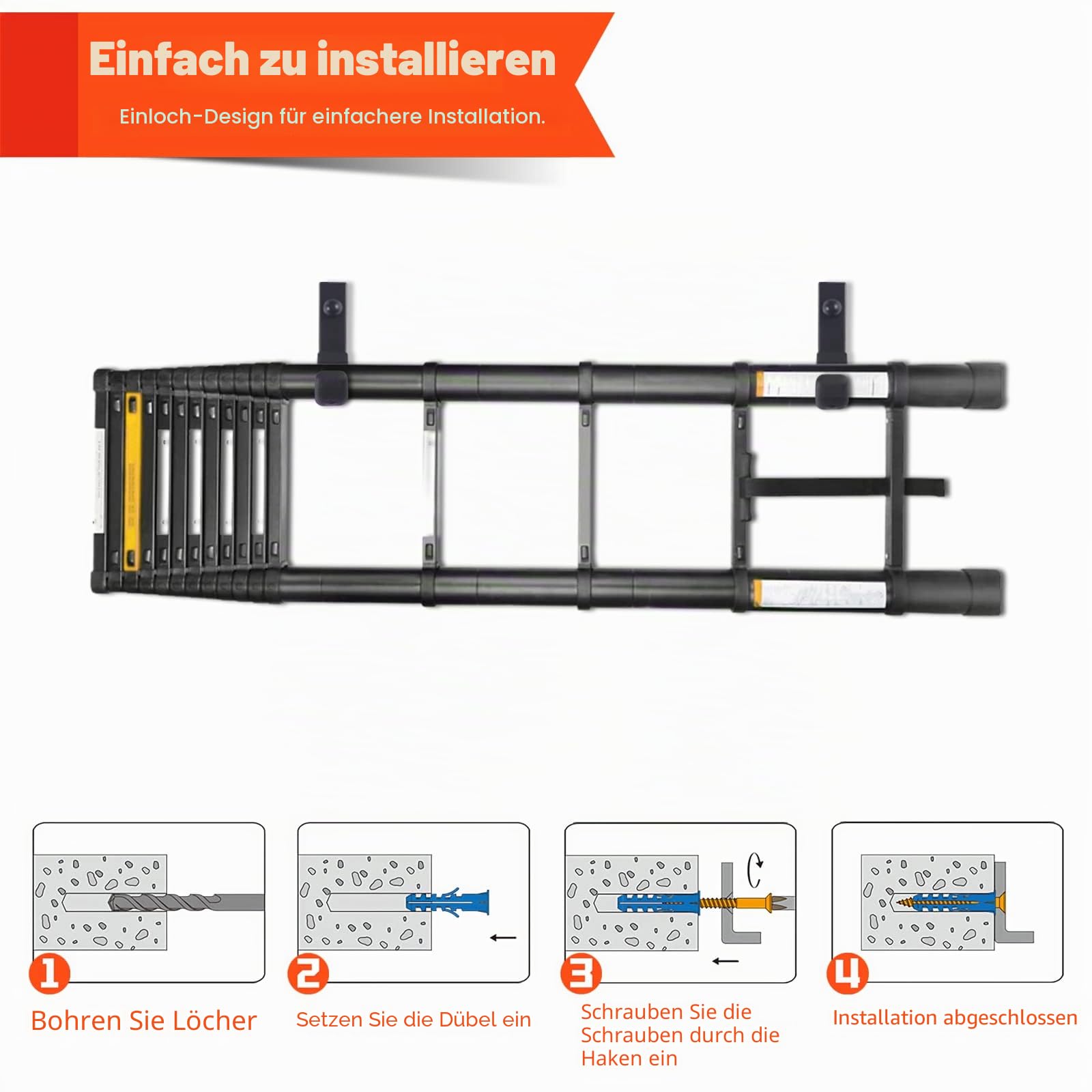 4 Stück Schwerlast Wandhaken Garage, Robuste J Garagenhaken, Haken zum Aufhängen, Stahl-Wandhalterung Werkstatt Organizer für Aufbewahrung von Leitern, Werkzeugen, Gartengeräten (10cm, 40kg)