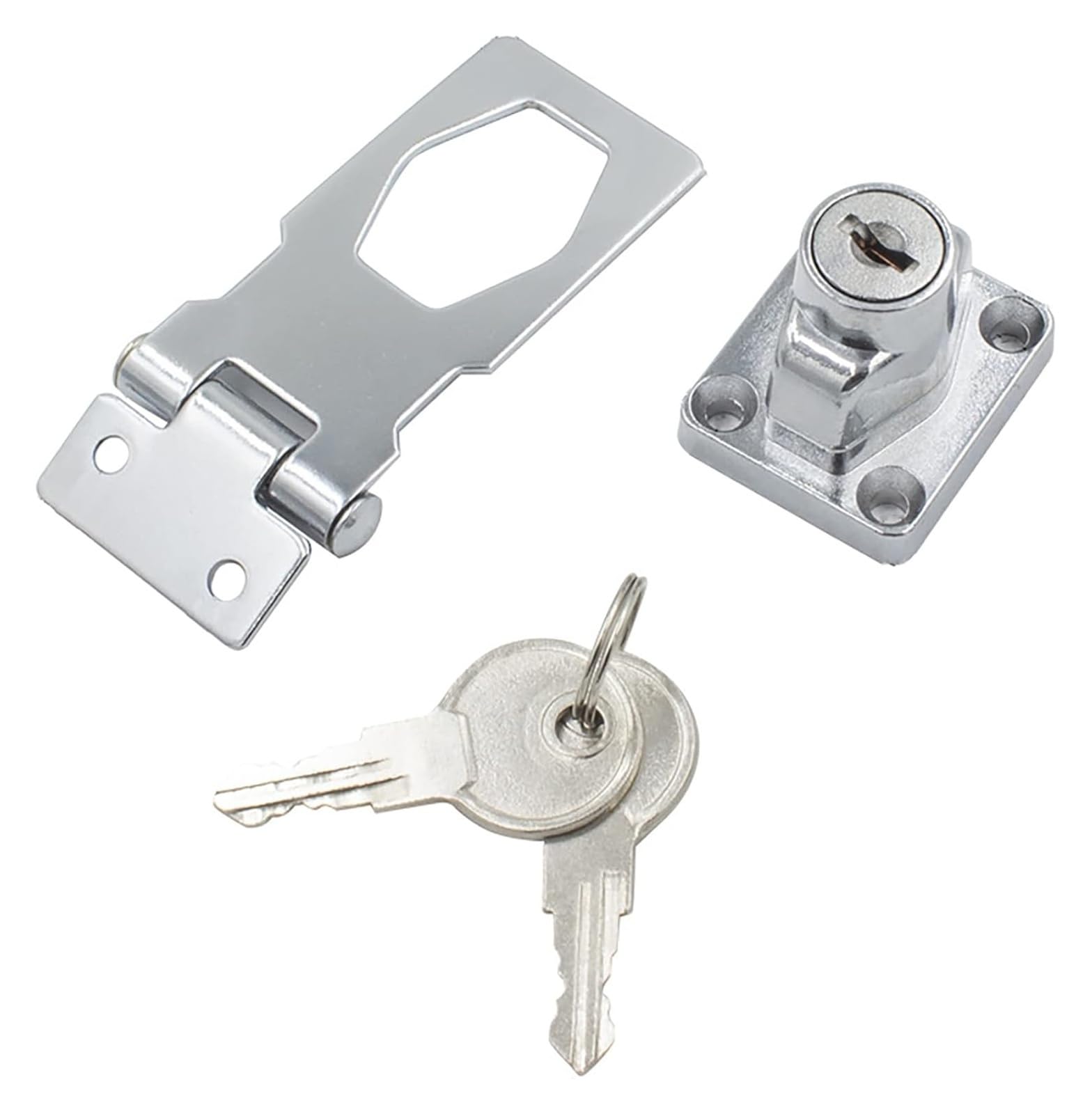 Door Latch， 3 Inch Keyed Locking Hasp Multicolor Security Door Bolt Latch for Cabinets Sheds Garages(Silver)