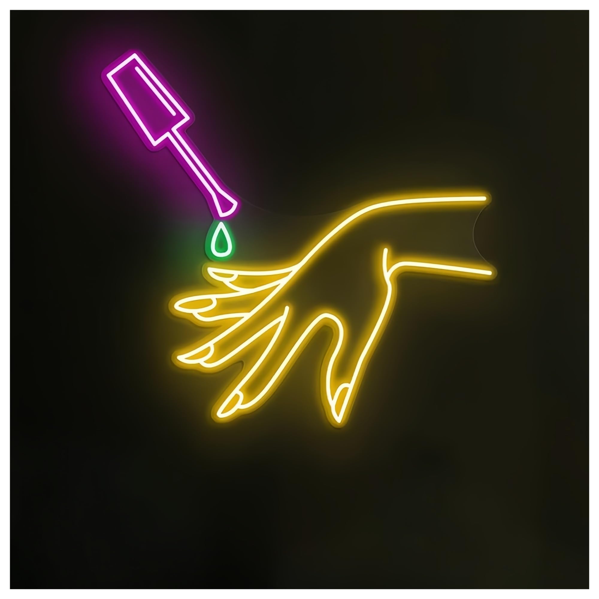 SHOUXI Sign Lamp Hand Painting Nails Neon Sign for Beauty Salon Room Wall Art Decor Nail Polish Light Nail Artist Home Decoration Light Signs(G,60CM)