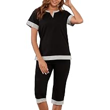 Viakeo Womens Cotton Pajamas Sets Soft Top and Capris Summer Sleepwear Set Comfy Pjs