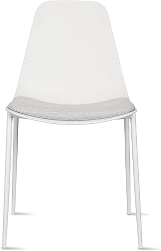 Miniatura 5 de 2xhome Silla moderna de comedor de cocina  Cojín acolchado de tela  Patas de metal y asiento de plástico sin brazos  Oficina Interior Patio Café,